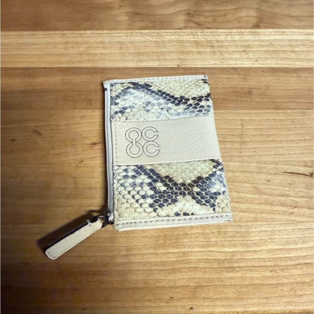 Coach Snakeskin Card Holder in Cream and Tan